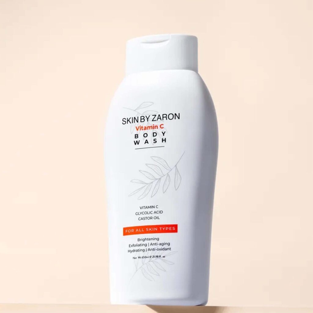 Home skin by zaron vitamin c body wash – glycolic acid, castor oil
