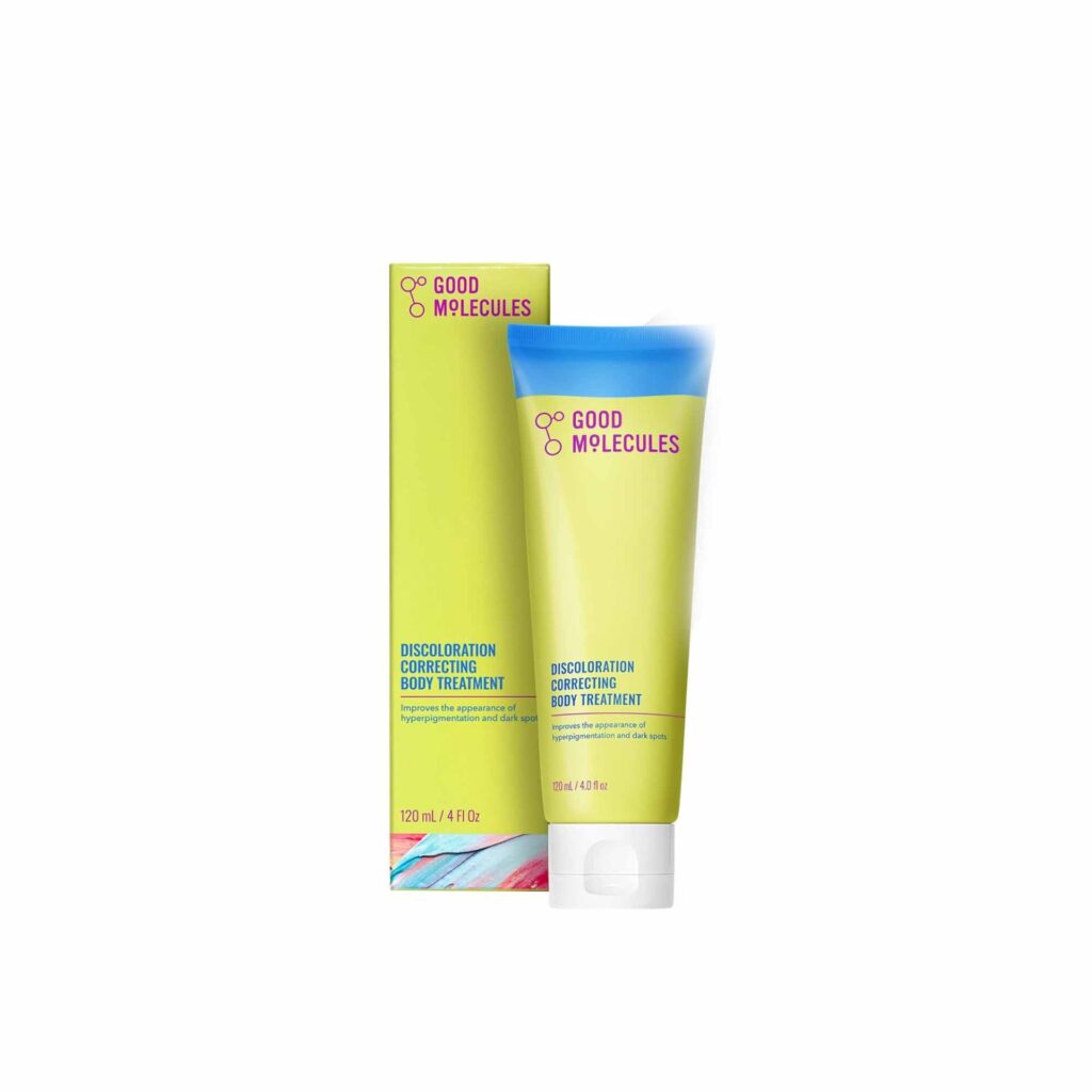 good molecules discoloration correcting body treatment anti pigment cream with niacinamide, tranexamic acid target dark spots and moisturize skincare for body