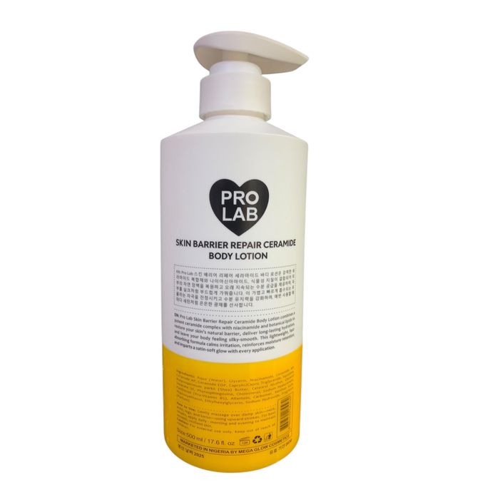pro lab skin barrier repair ceramide body lotion, long lasting hydration, 500ml