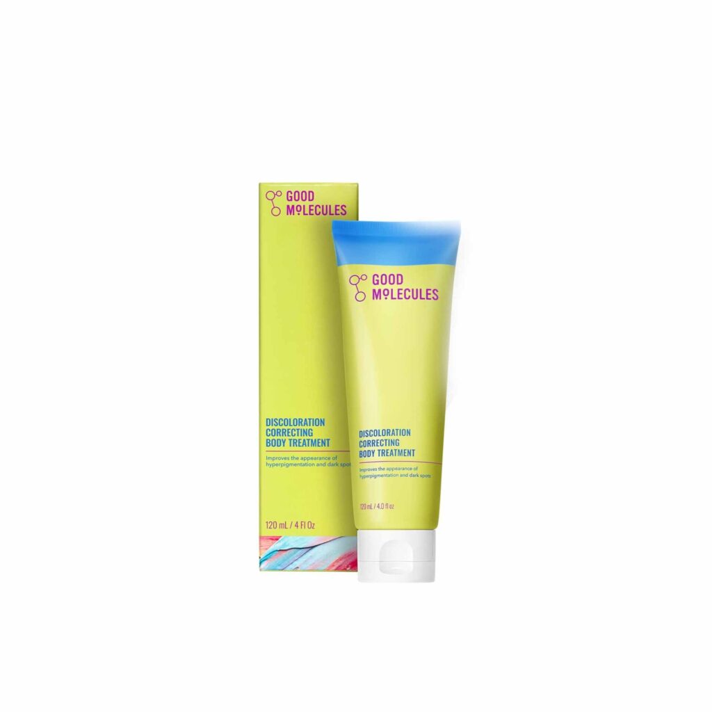 good molecules discoloration correction body treatment cream with tranexamic acid ester salt, lha and niacinamide anti aging skin care for the body